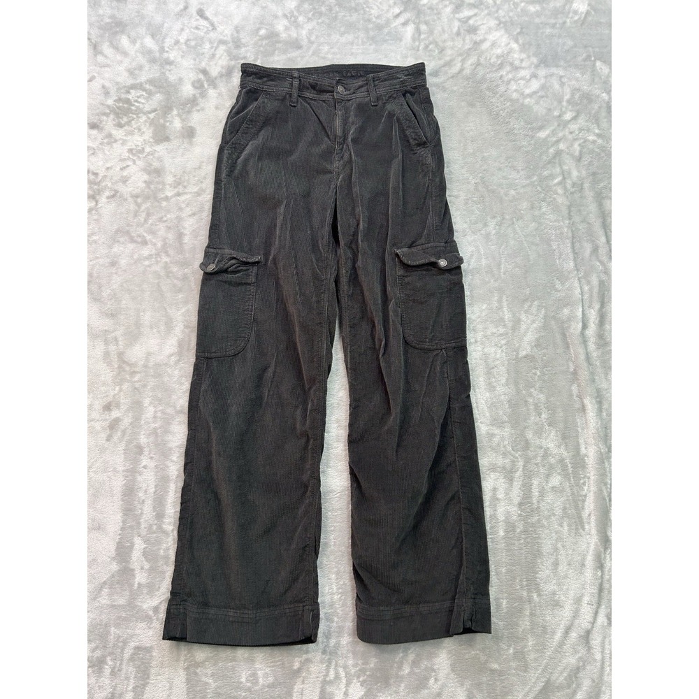American Eagle Corduroys Cargo Pants Womens Size 2 Reg Black Straight Leg Skate